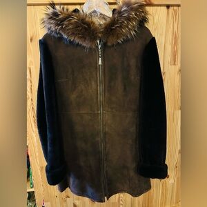 Elegant Brown Teddy Jacket , Genuine 100% Sheepskin Shearling fur , like new